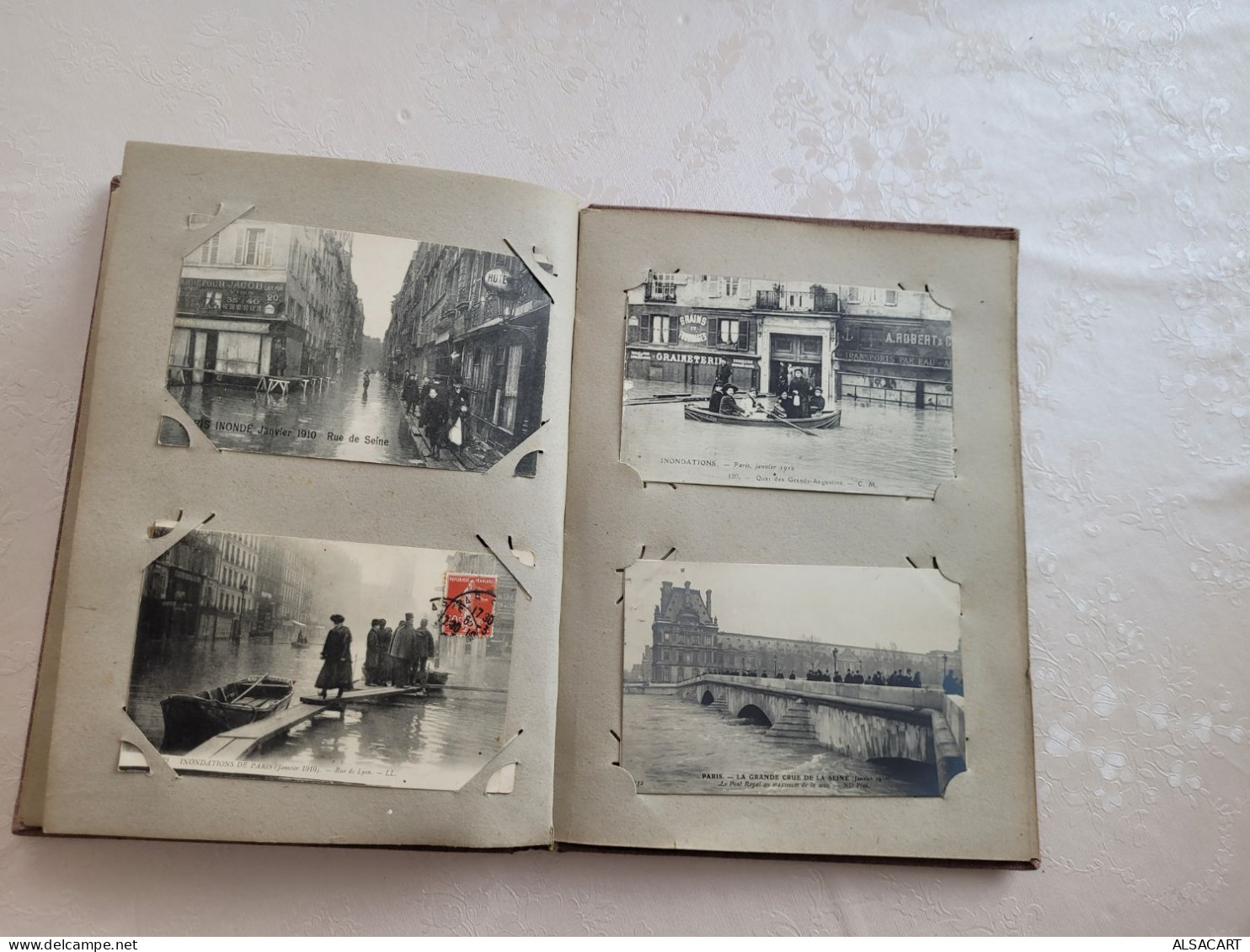 album avec environs 95 cartes sur l'innondation , paris et banlieue , dont cartes photos , animées