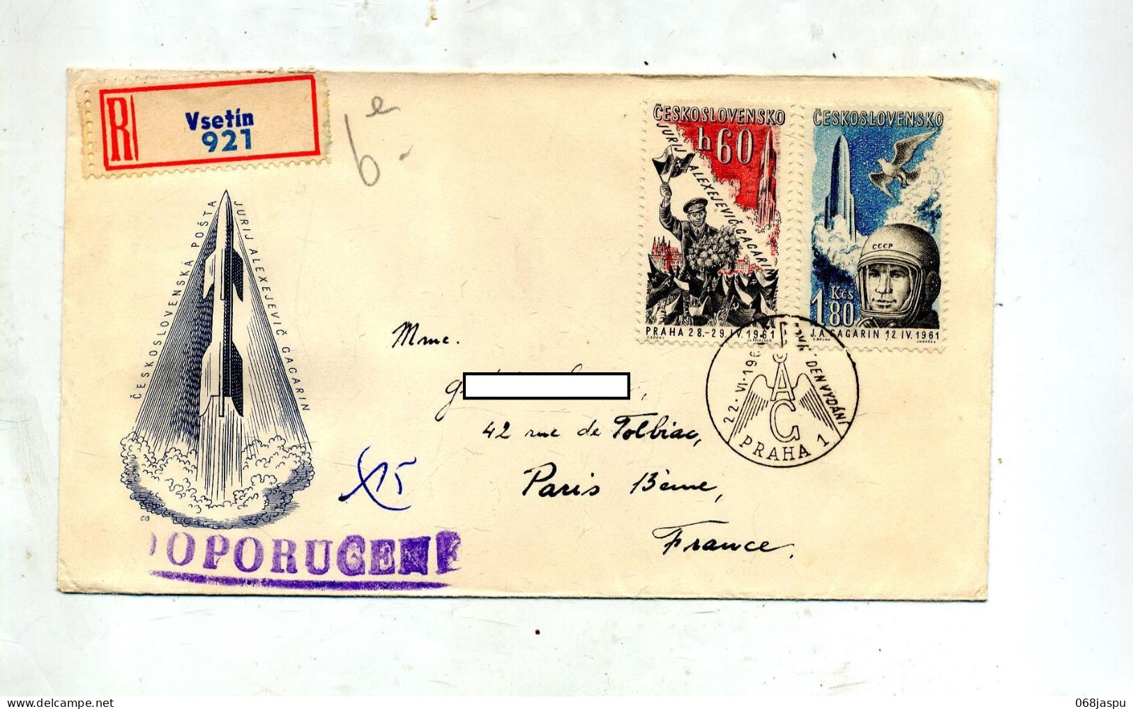 Lettre Recommandée Vsetin Sur Espace - Storia Postale