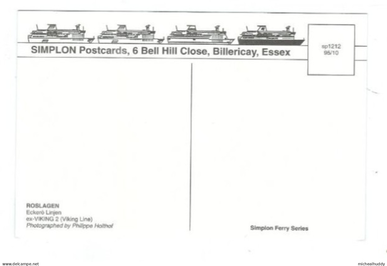 POSTCARD   SHIPPING  FERRY   ECKERO LINJEN ROSLAGEN  PUBL BY SIMPLON POSTCARDS - Houseboats