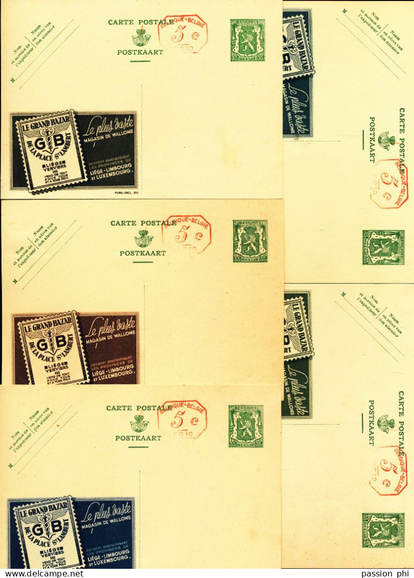 BELGIUM  PPS SBEP 6 293 P010 GRAND BAZAR FN SET UNUSED - Briefkaarten 1934-1951