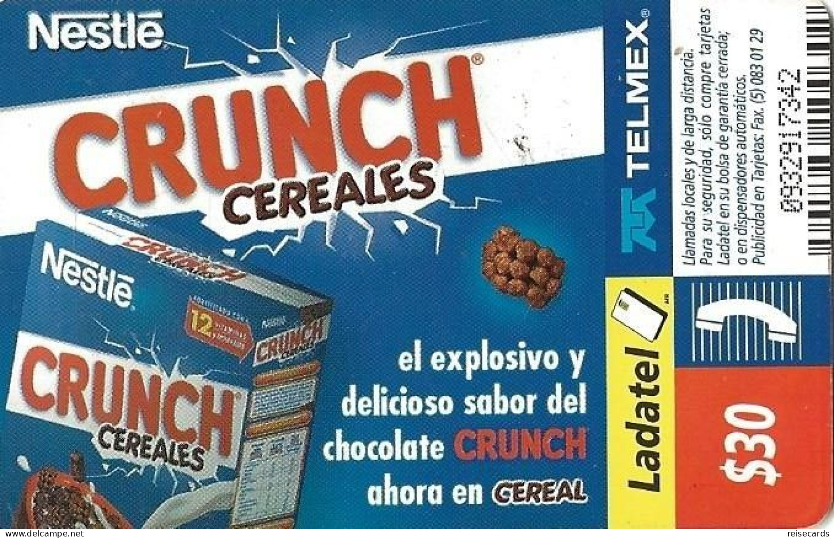 Mexico: Telmex/lLadatel - 2001 Nestlé, Crunch Cereales. (Chip GD04) - Mexique