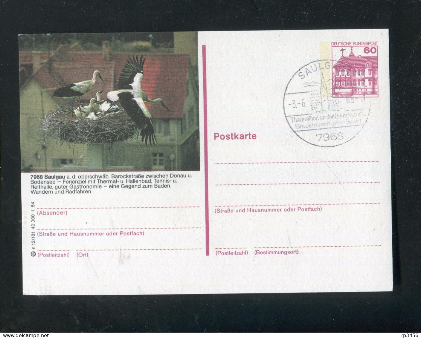 "STOERCHE" 194, Entsprechende Abbildung Auf Bildpostkarte Mit SSt. "SAULGAU" (R1228) - Picotenazas & Aves Zancudas