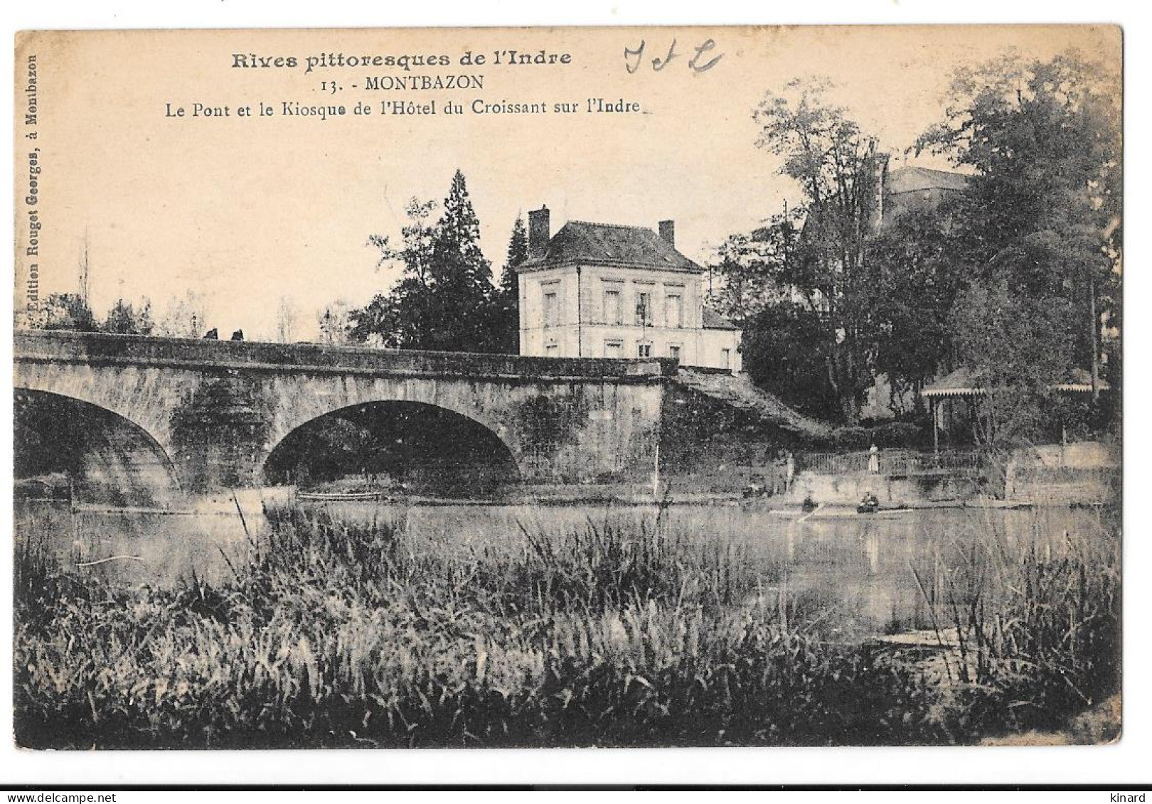  CPA  .   MONTBAZONLE PONT ET LE KIOSQUE DE L'HOTELDU CROISSANT DE L4INDRE BE . SCAN - Montbazon