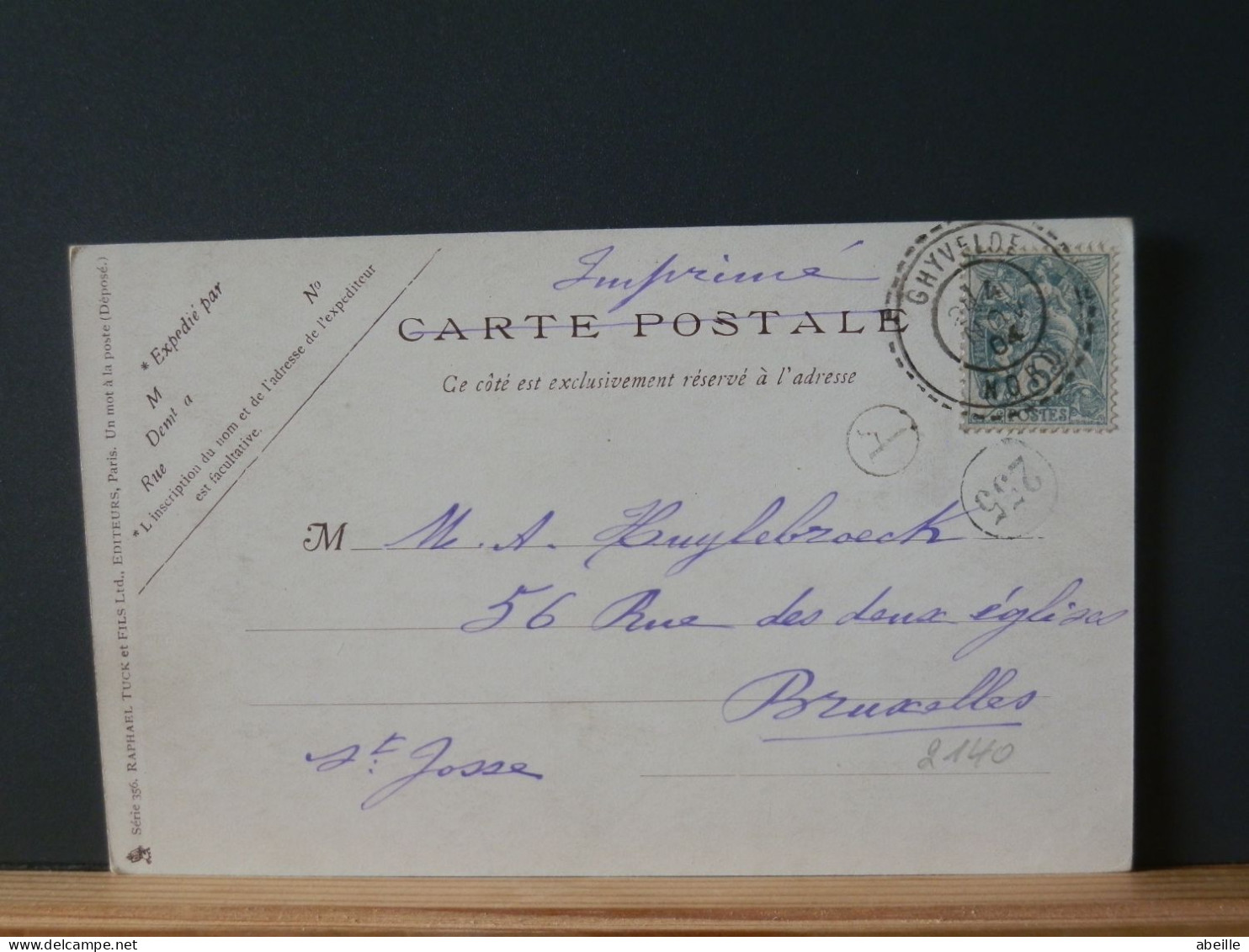 FRANCE/2140   CP FRANCE 5C BLANC POUR LA BELG. 1904  0BL PERLE GHYVELDE NORD - 1900-29 Blanc