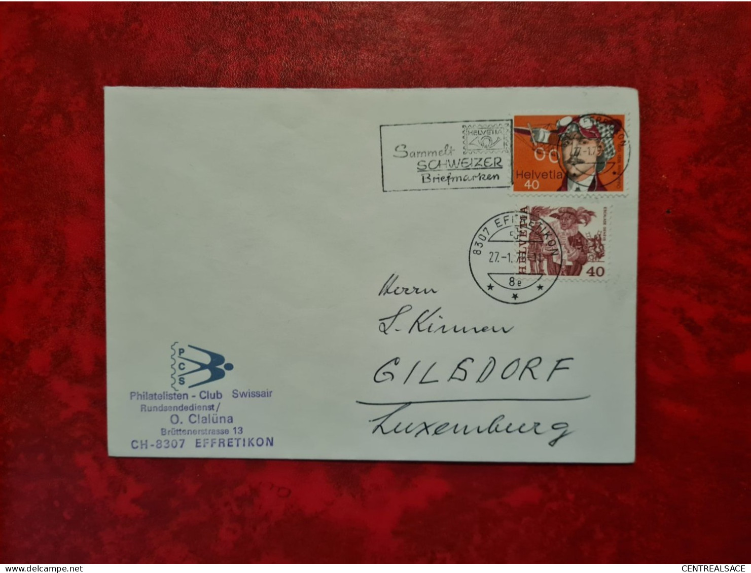 LETTRE SUISSE EFFRETIKON FLAMME SAMMELT SCHWEIZER BRIEFMARKEN ET CACHET POUR GILSDORF LUXEMBOURG CLUB PHILATELIQUE - Storia Postale