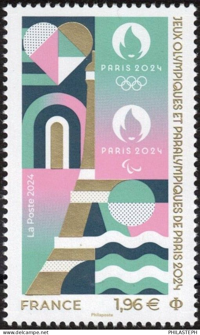 FRANCE 2024 - Jeux Olympiques & Paralympiques De Paris 2024 - Tour Eiffel - Effet Brillant - Neuf ** - Unused Stamps
