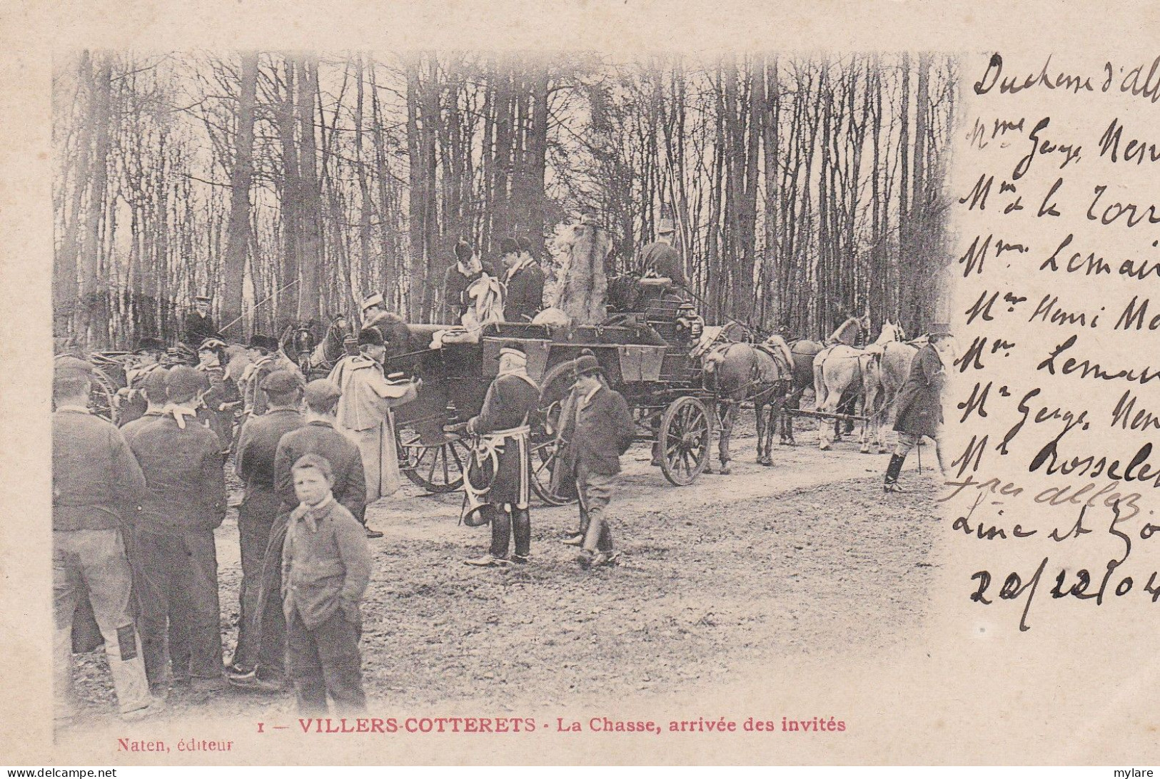 Cpa 02 Villers-Cotterets Chasse Arrivée Des Invuités - Villers Cotterets