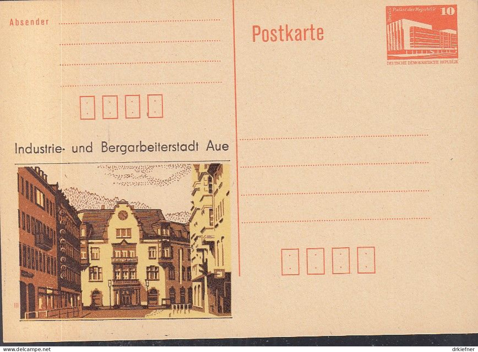 DDR PP 19 II, Ungebraucht, Industrie- Und Bergarbeiterstadt Aue, Um 1988 - Privé Postkaarten - Ongebruikt