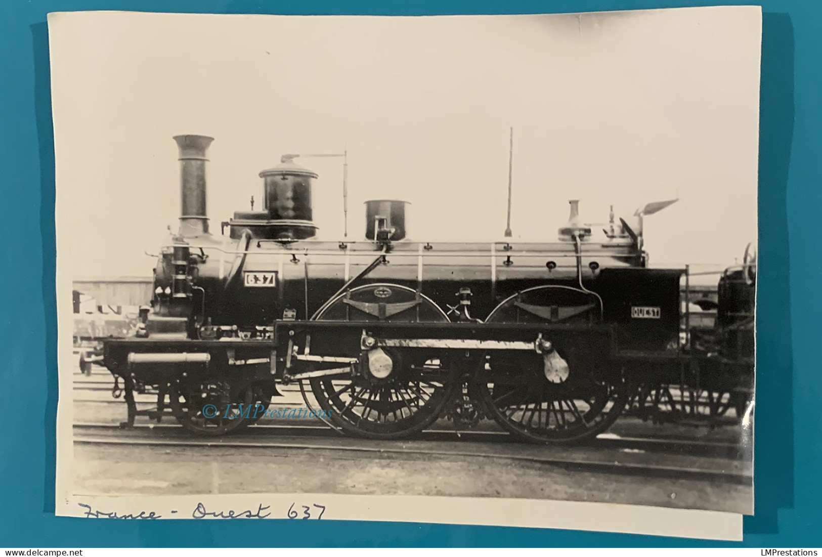 Photo Locomotive Ouest 637 Train Gare Chemin Fer Compagnie Loc Loco Vapeur Motrice Ancienne Originale Profil 120 France - Trains