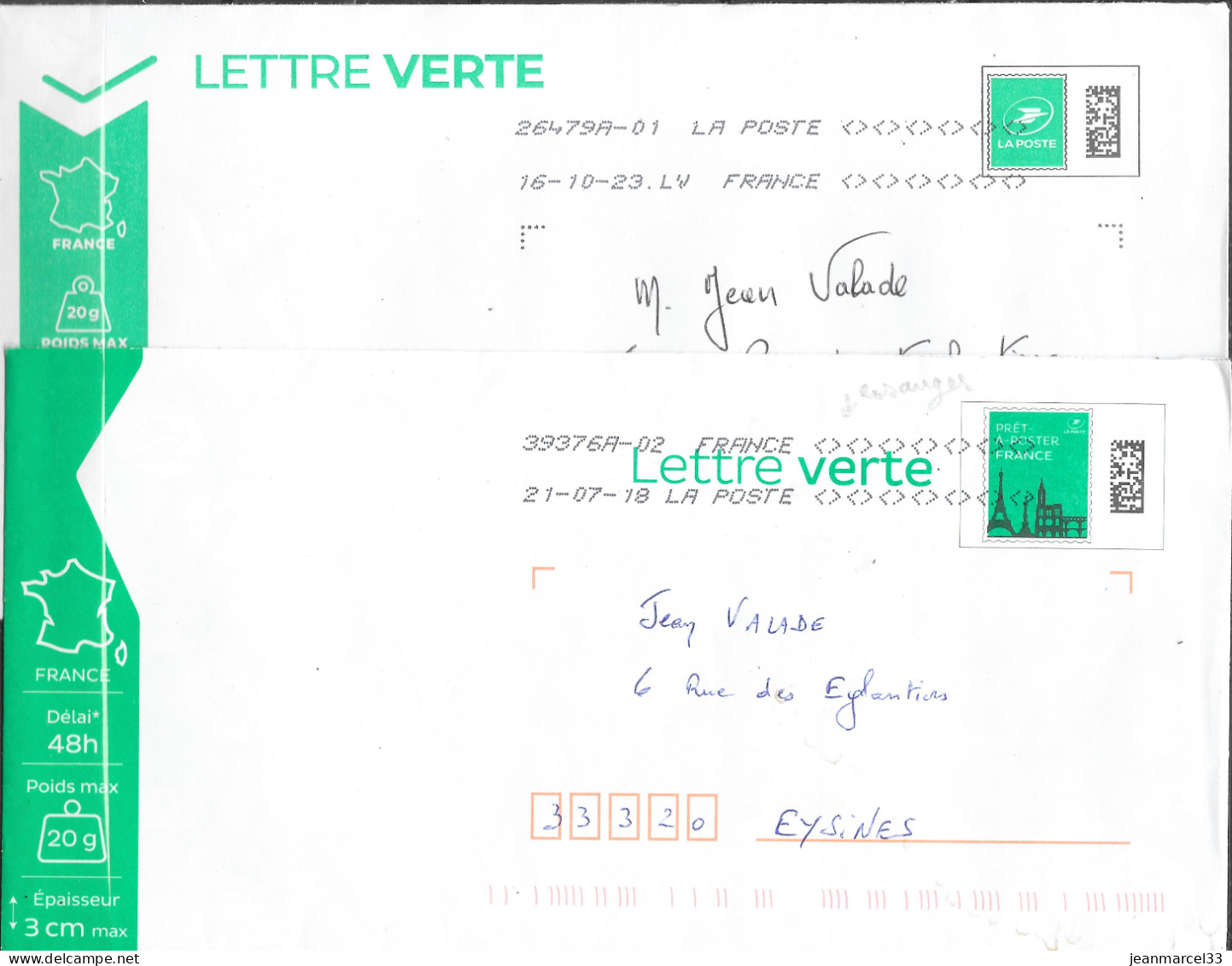 Prêt à Poster Lettres Vertes Timbres Différents, Oblitérations MTP Toshiba Particulieres Avec Losanges à La Place Des - PAP: Sonstige (1995-...)