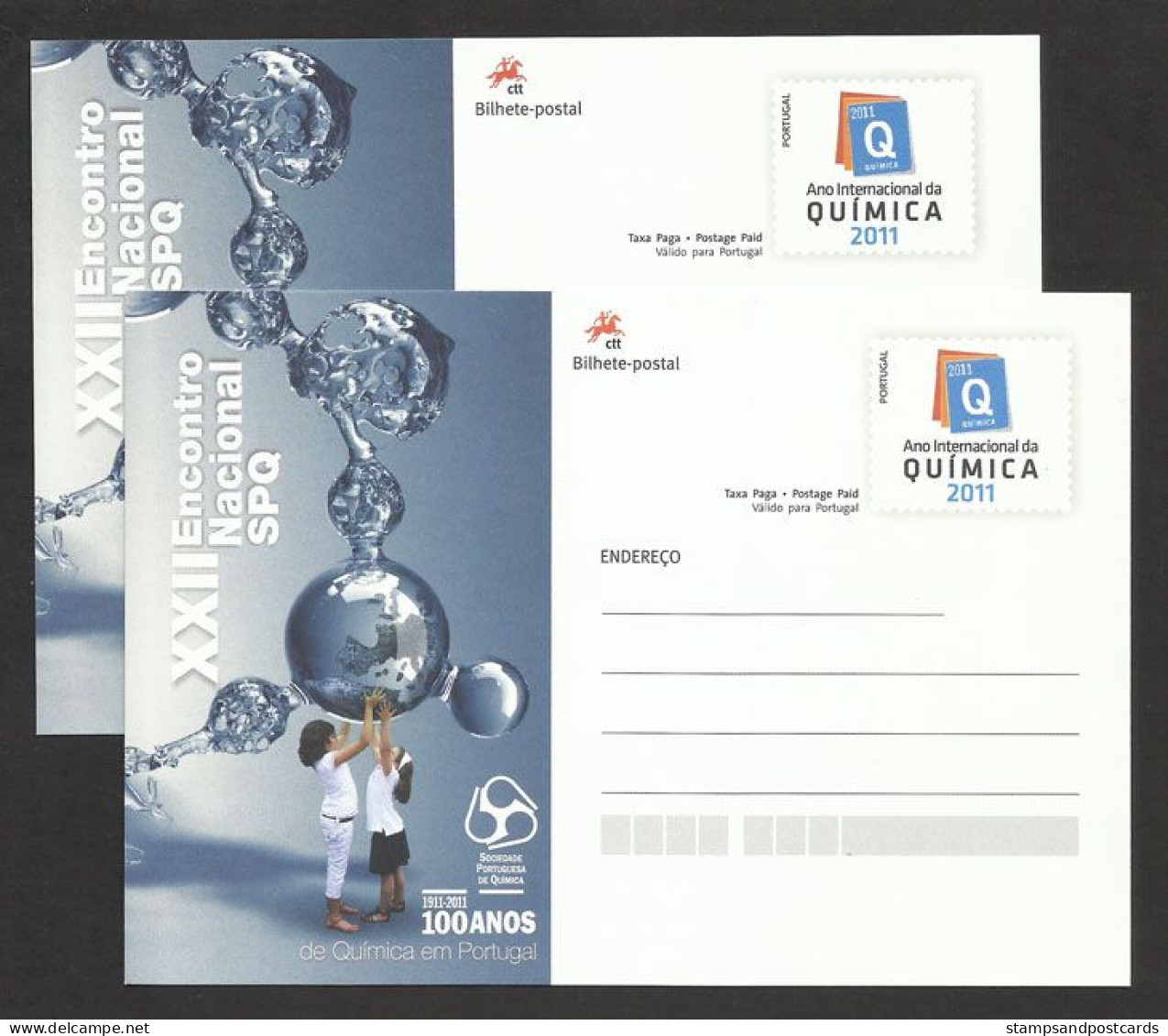 Portugal Entier Postal VARIETÉ CODE À BARRES Année Int. De La Chimie 2011 Stationery Chemistry Int. Year VARIETY BARCODE - Postal Stationery