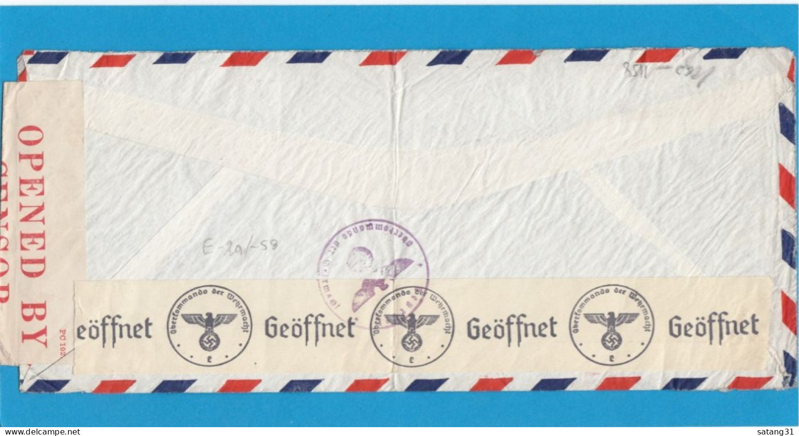 LETTRE PAR AVION DE BOSTON AVEC EMA POUR BERLIN,OUVERTE PAR LA CENSURE US ET ALLEMANDE,1940. - 1c. 1918-1940 Covers