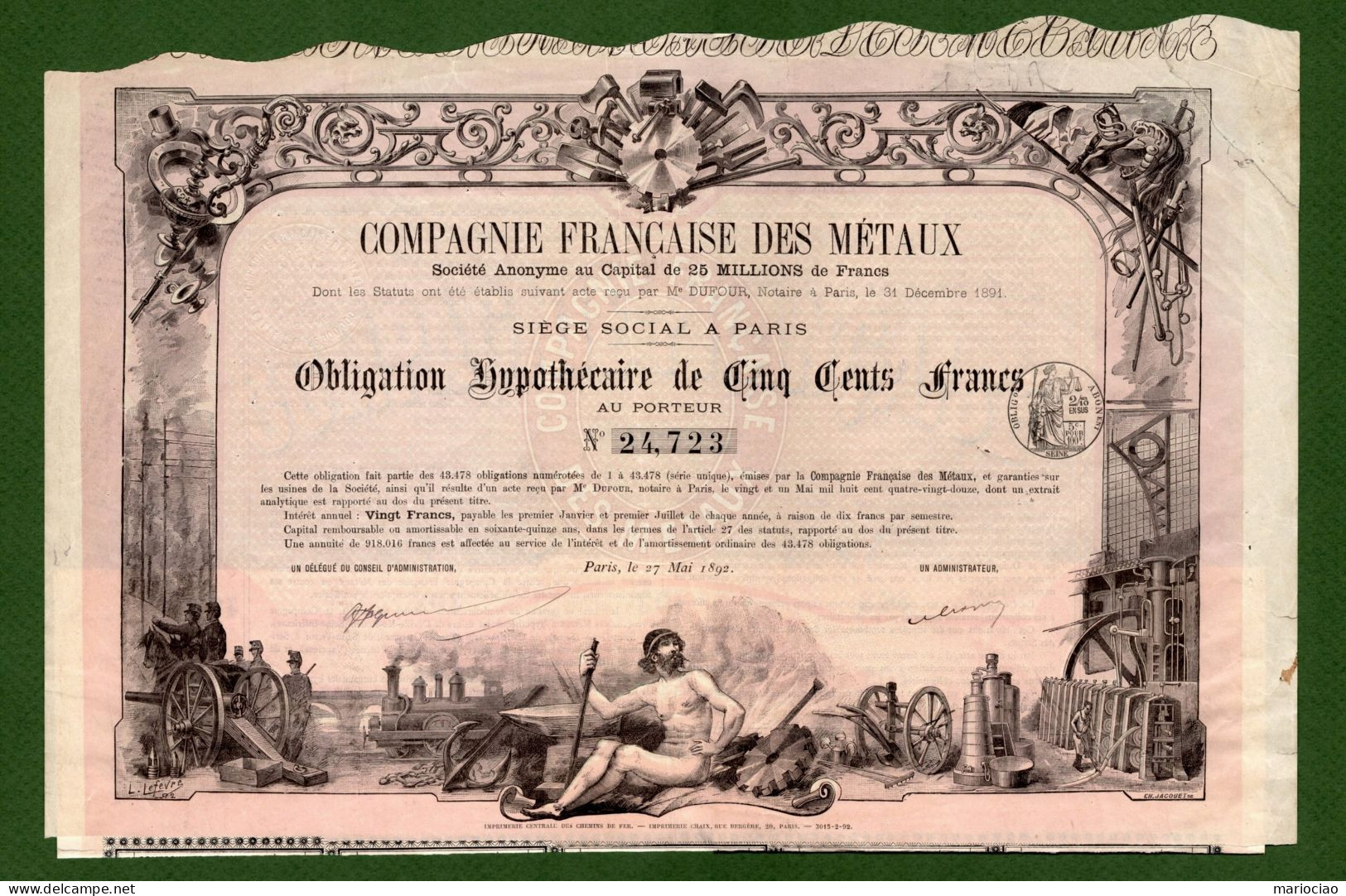 T-FR Compagnie Française Des Metaux 1892 - RARE - Sonstige & Ohne Zuordnung
