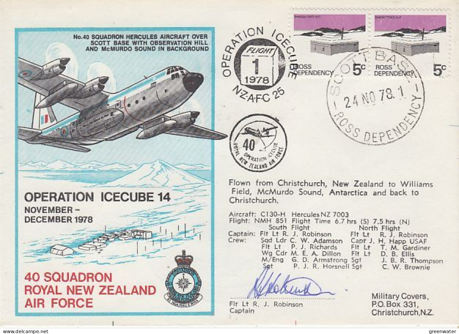 Ross Dependency 1978 Operation Icecube 14Signature  Ca Scott Base 24 NOV 1978(RT165) - Lettres & Documents