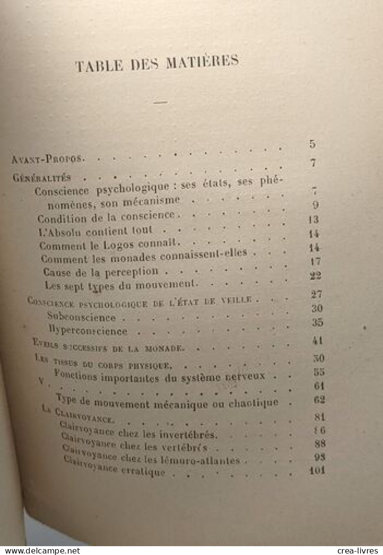 La Conscience Psychologique - Cours Fait Au Siège De La Société Théosophique à Paris - Psicologia/Filosofia