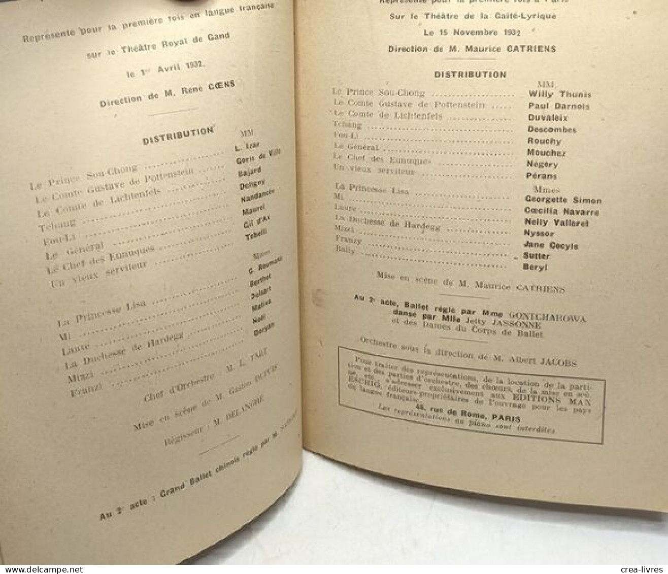 Le Pays Du Sourire. Opérette Romantique En 3 Actes D'après Victor Léon - Ludwig Herzer Et Fritz Löhner. Adaptation Franç - Musik