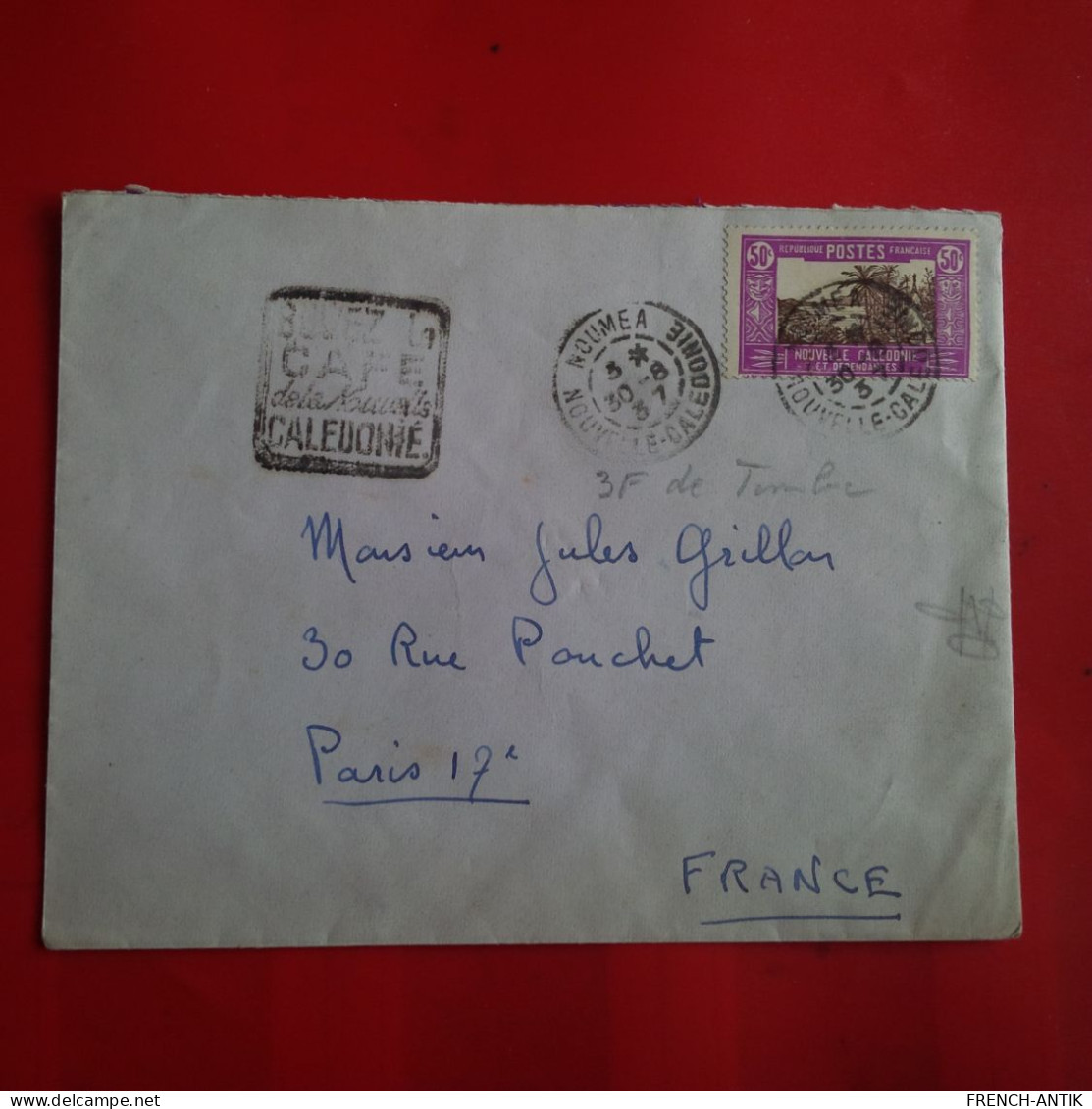 LETTRE NOUMEA POUR PARIS 1937 - Storia Postale