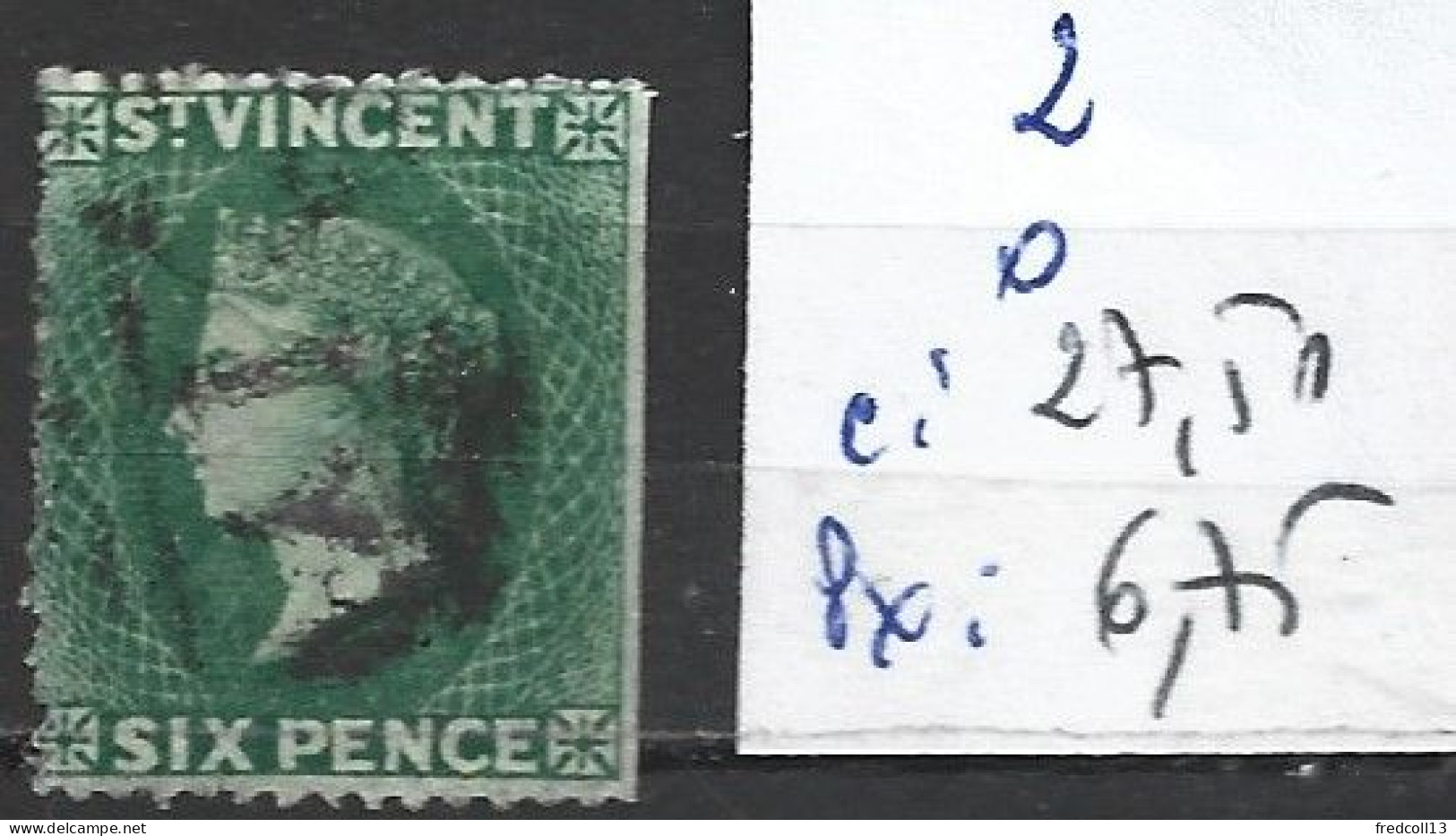 SAINT-VINCENT 2 Oblitéré Côte 27.50 € - St.Vincent (...-1979)