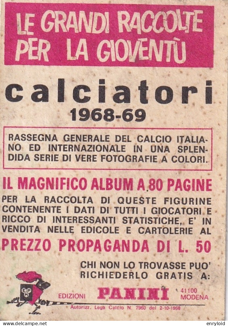 Gianni Rivera Panini 1968 69 Storia Delle Coppe Milan - Italiaanse Uitgave