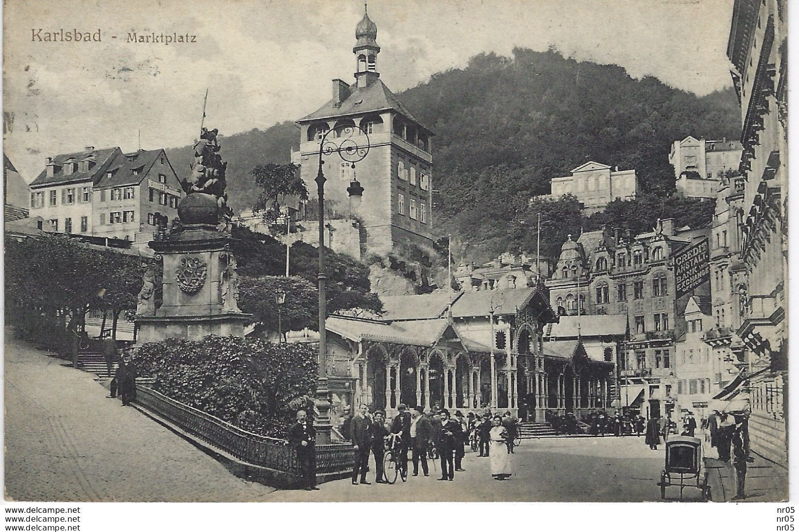 1913 - O M " KARLSBASD "  + Timbre CP KARSLBAD ( Autriche - Tchequie ) Modication Adresse De Elsace Alsace Vers Bregenz - Covers & Documents