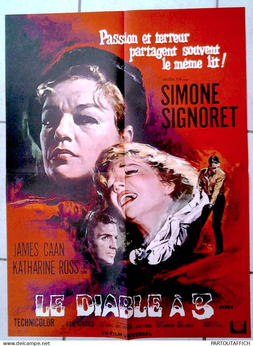 Affiche Ciné Originale LE DIABLE A 3 James CAAN Katharine ROSS Simone SIGNORET 1967 60X80 - Posters