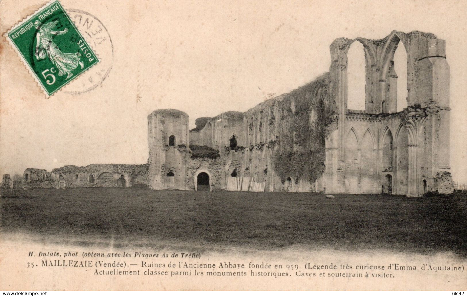 - 85 - MAILLEZAIE (Vendée) - Ruines De L'Ancienne Abbaye Fondée En 959.  - Scan Verso - - Maillezais