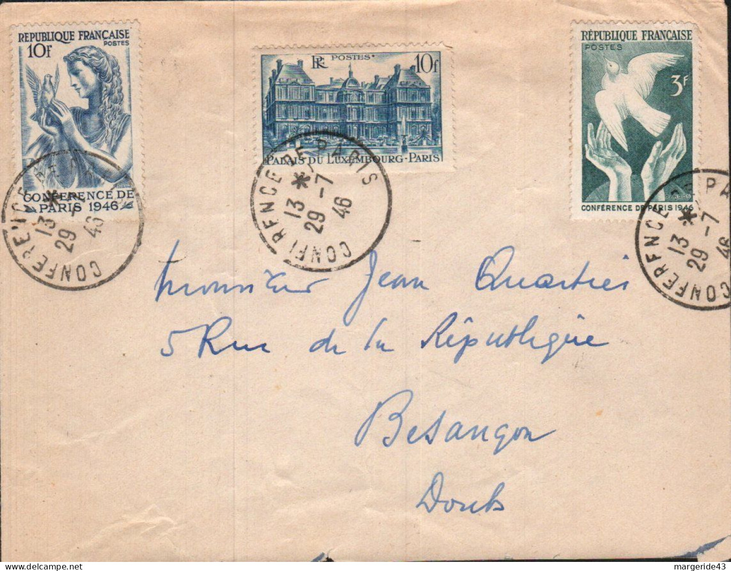 CONFERENCE DE LA PAIX 1946 - Commemorative Postmarks