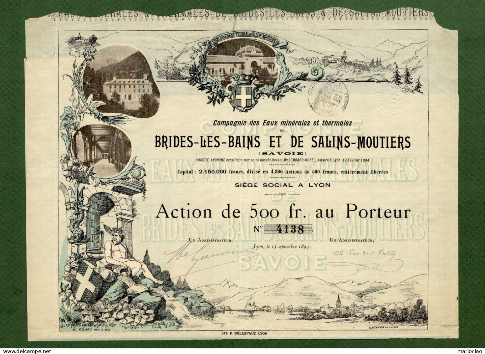 T-FR Eaux Minérales Et Thermales De Brides-Les-Bains Et De Salins-Moutiers LYON 1894 - Altri & Non Classificati