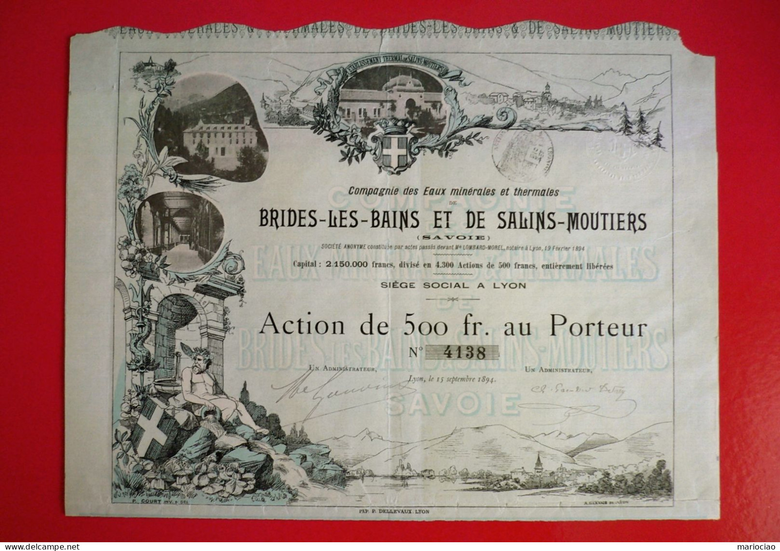 T-FR Eaux Minérales Et Thermales De Brides-Les-Bains Et De Salins-Moutiers LYON 1894 - Altri & Non Classificati