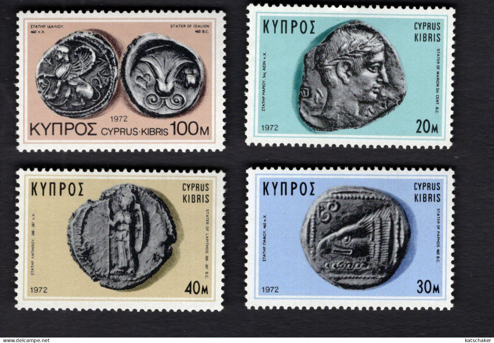 2024613590 1972 SCOTT 386 389 (XX) POSTFRIS MINT NEVER HINGED - SILVER SLATERS OF CYPRUS - Nuevos