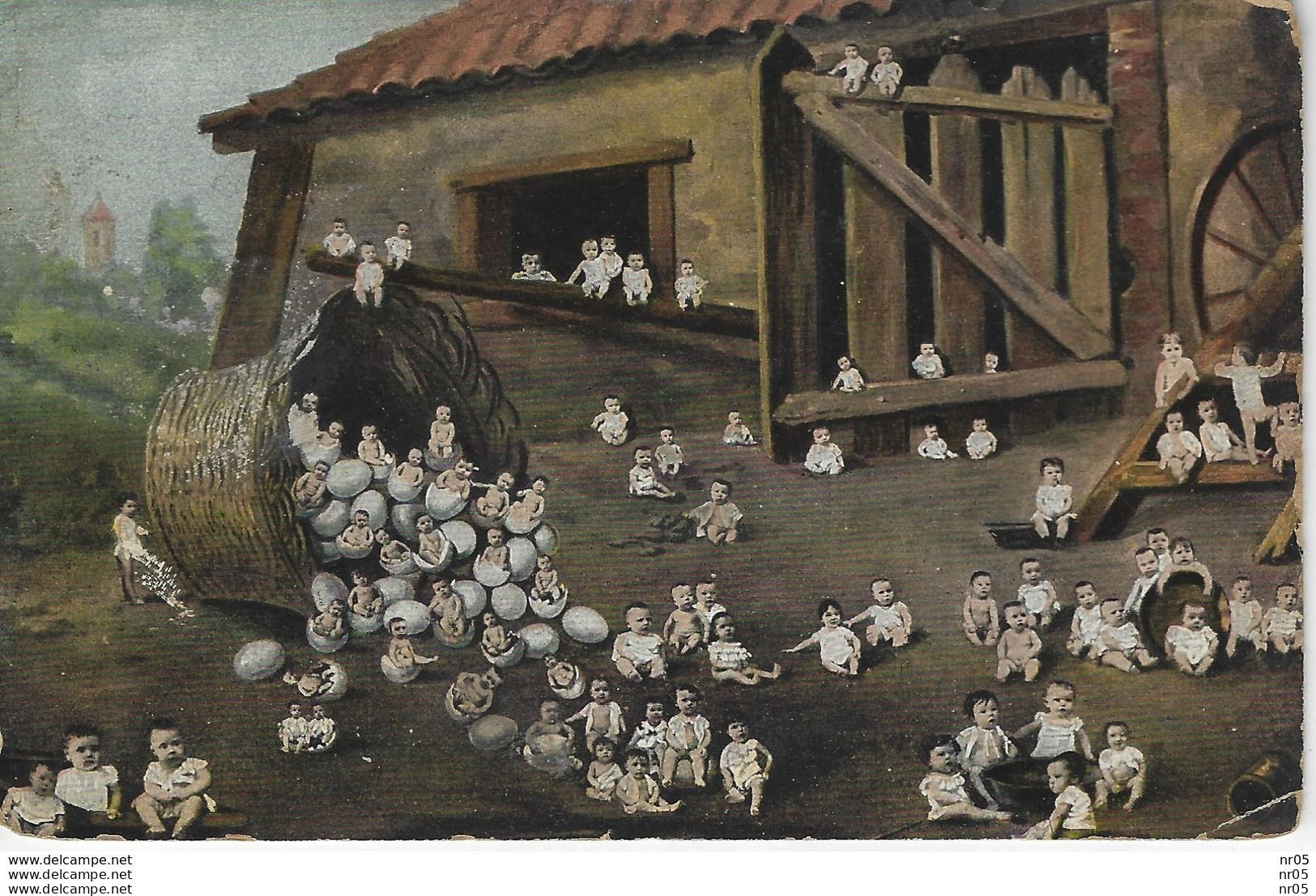 MONTAGE - SURREALISME - MULTIPLE BEBE ENFANT - SURREAL CARD MULTIPLE BABIES BABY CHILDREN ( 1906 ) - Neonati