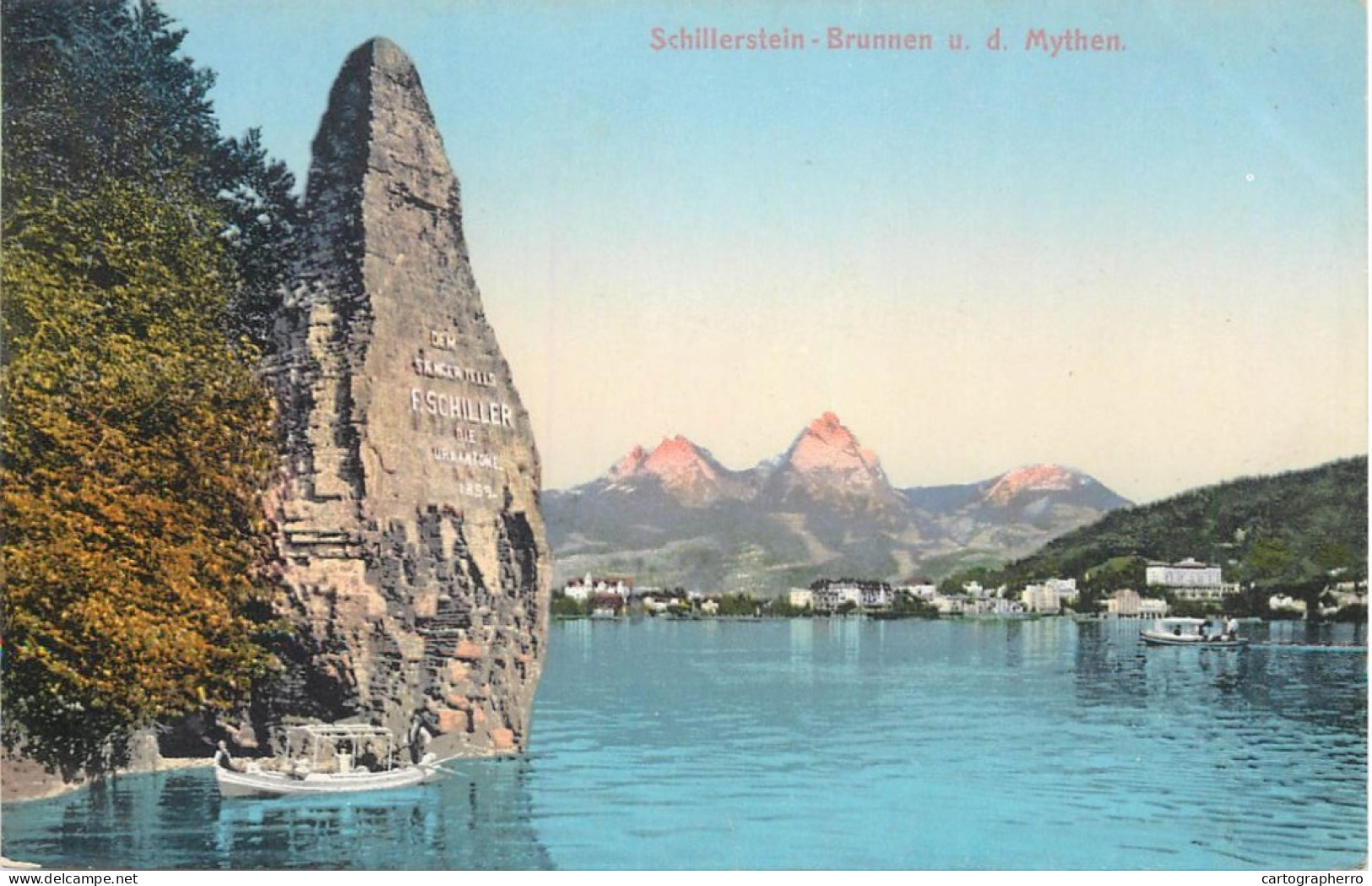 Switzerland Postcard Schillerstein Brunnen Mythen - Autres & Non Classés