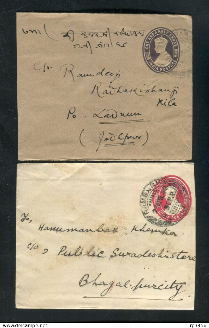 "INDIEN" 1940 Ff., 2 Ganzsachenumschlaege Gestempelt (R1236) - Buste