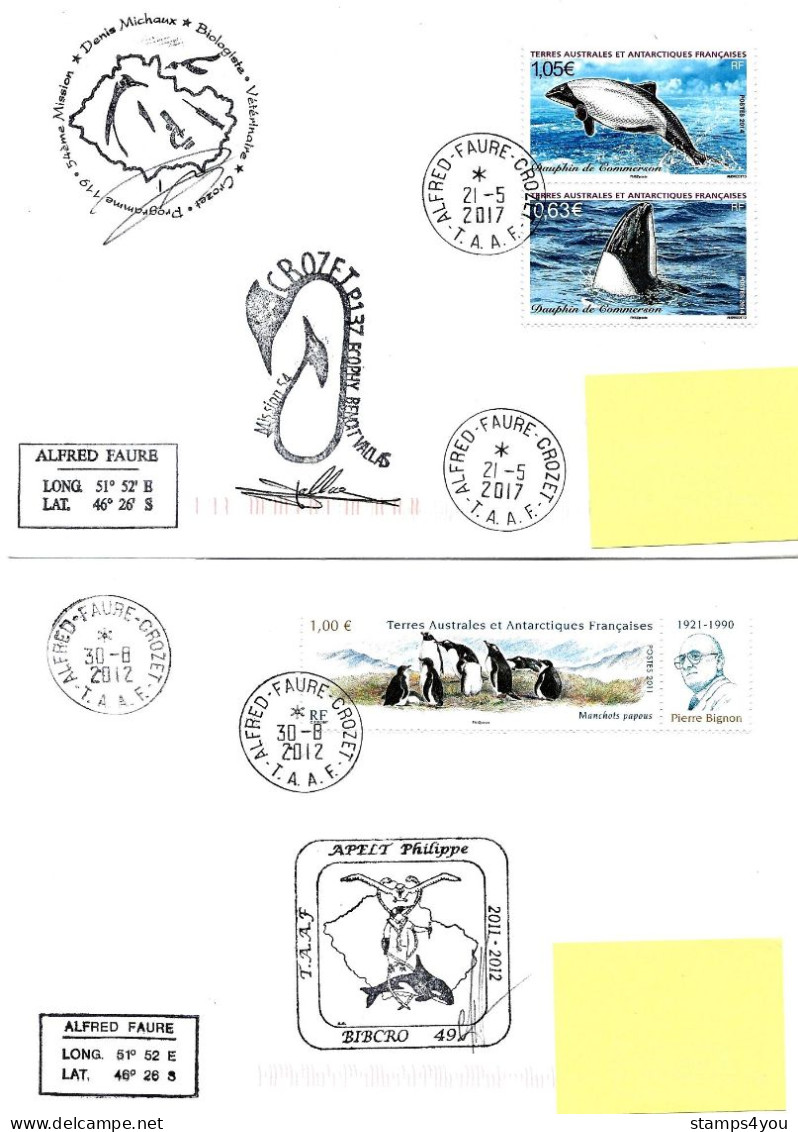 PO - 83 - 4 Enveloppes  Crozet - Cachets Illustrés Et Signatures - Lettres & Documents