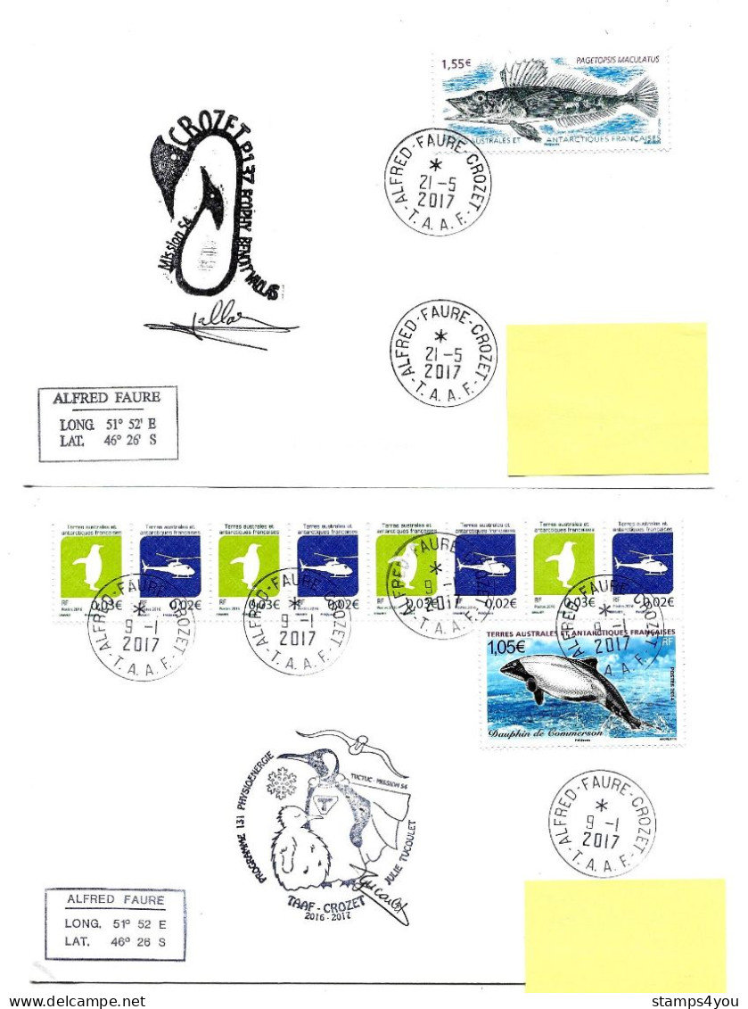 PO - 83 - 4 Enveloppes  Crozet - Cachets Illustrés Et Signatures - Covers & Documents