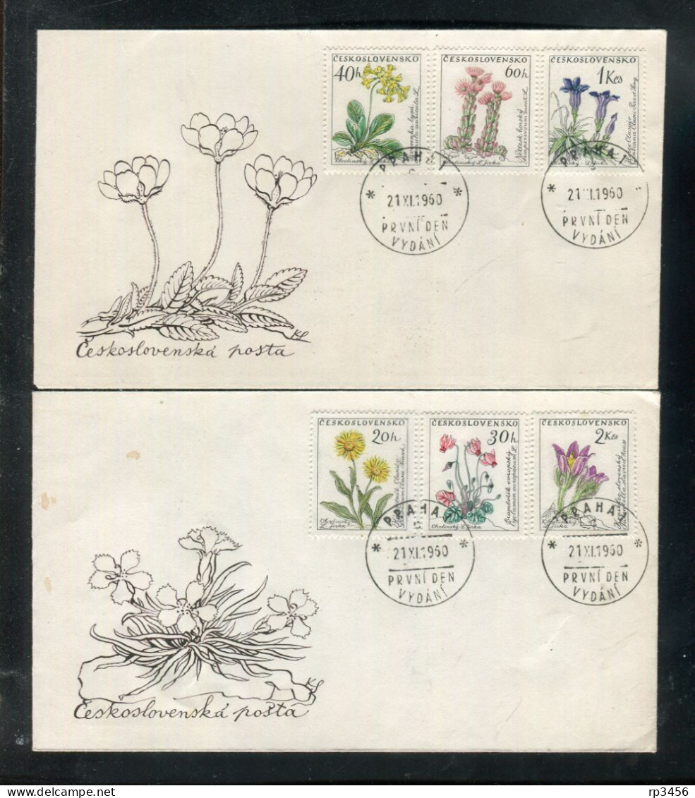 "TSCHECHOSLOWAKEI" 1960, Mi. 1234-1239 "Blumen" Auf 2 FDC (R1237) - FDC