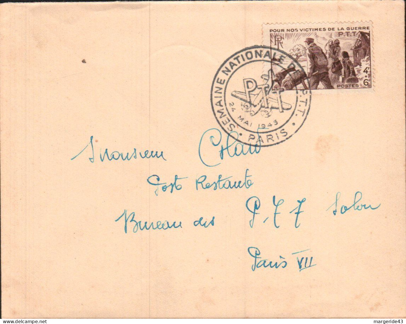 SEMAINE NATIONALE DES PTT PARIS 1945 - Commemorative Postmarks