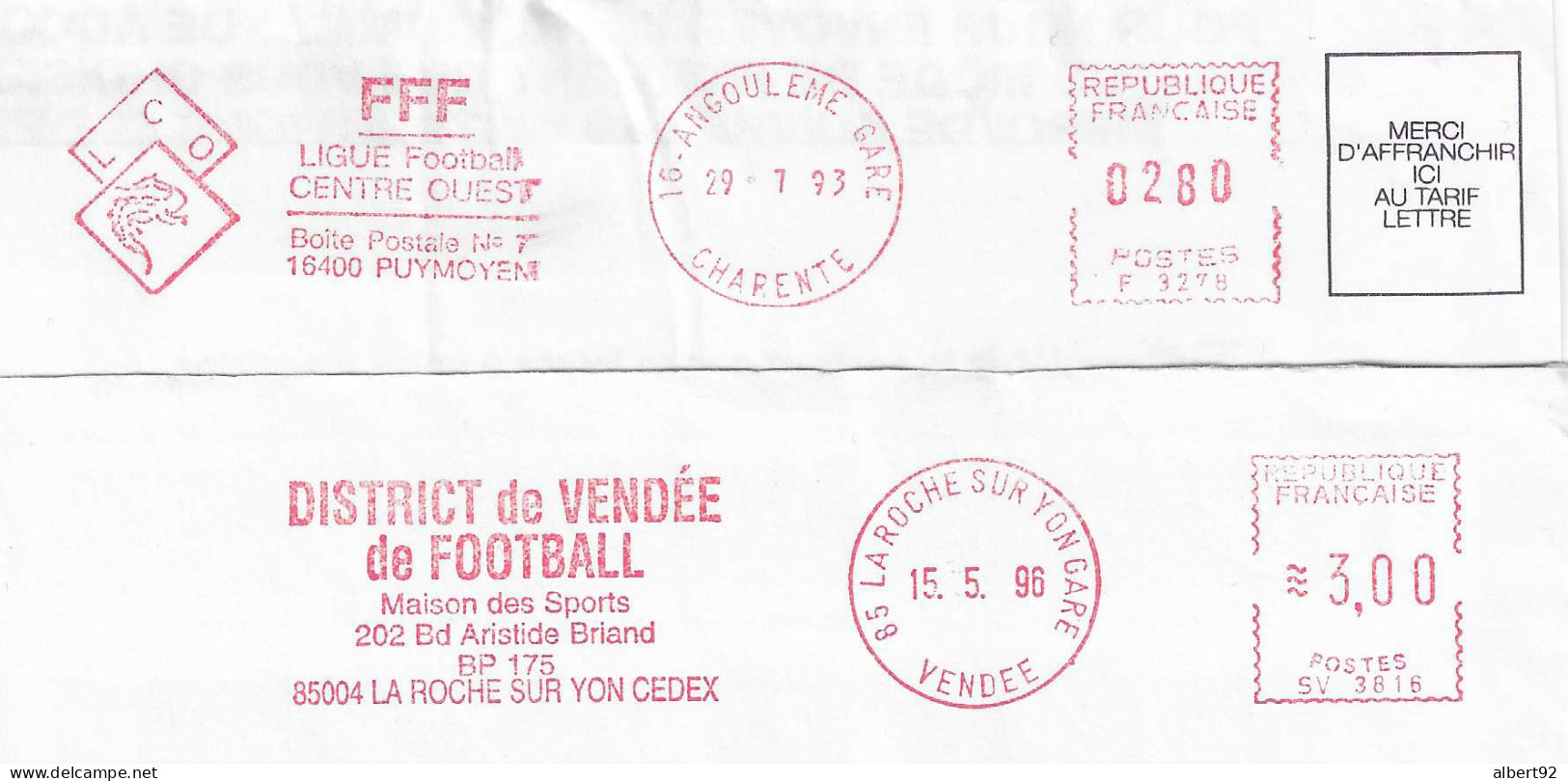 1993: 96: EMA Ligue De Football Centre-Ouest + District Vendée De Football : (n° F 3278 / SV 3816) - Lettres & Documents