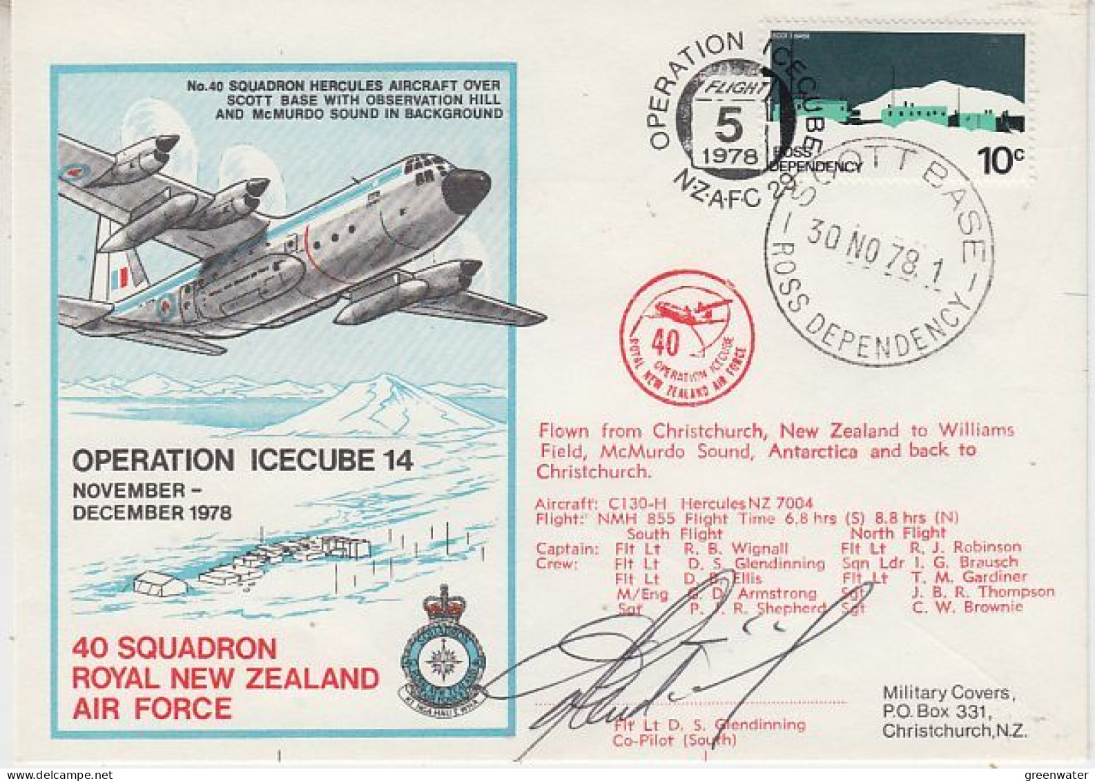 Ross Dependency 1978 Operation Icecube 14 Signature  Ca Scott Base 30 NOV 1978 (RT168) - Storia Postale
