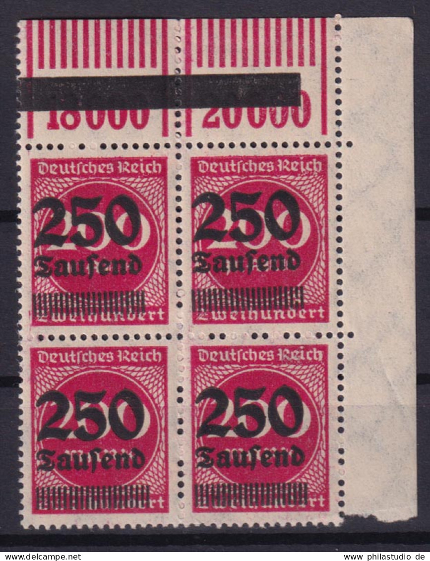 Deutsches Reich 292 C W Eckrand Rechts Oben 4er Block Ziffern 250 Tsd Auf 500 M - Sonstige & Ohne Zuordnung