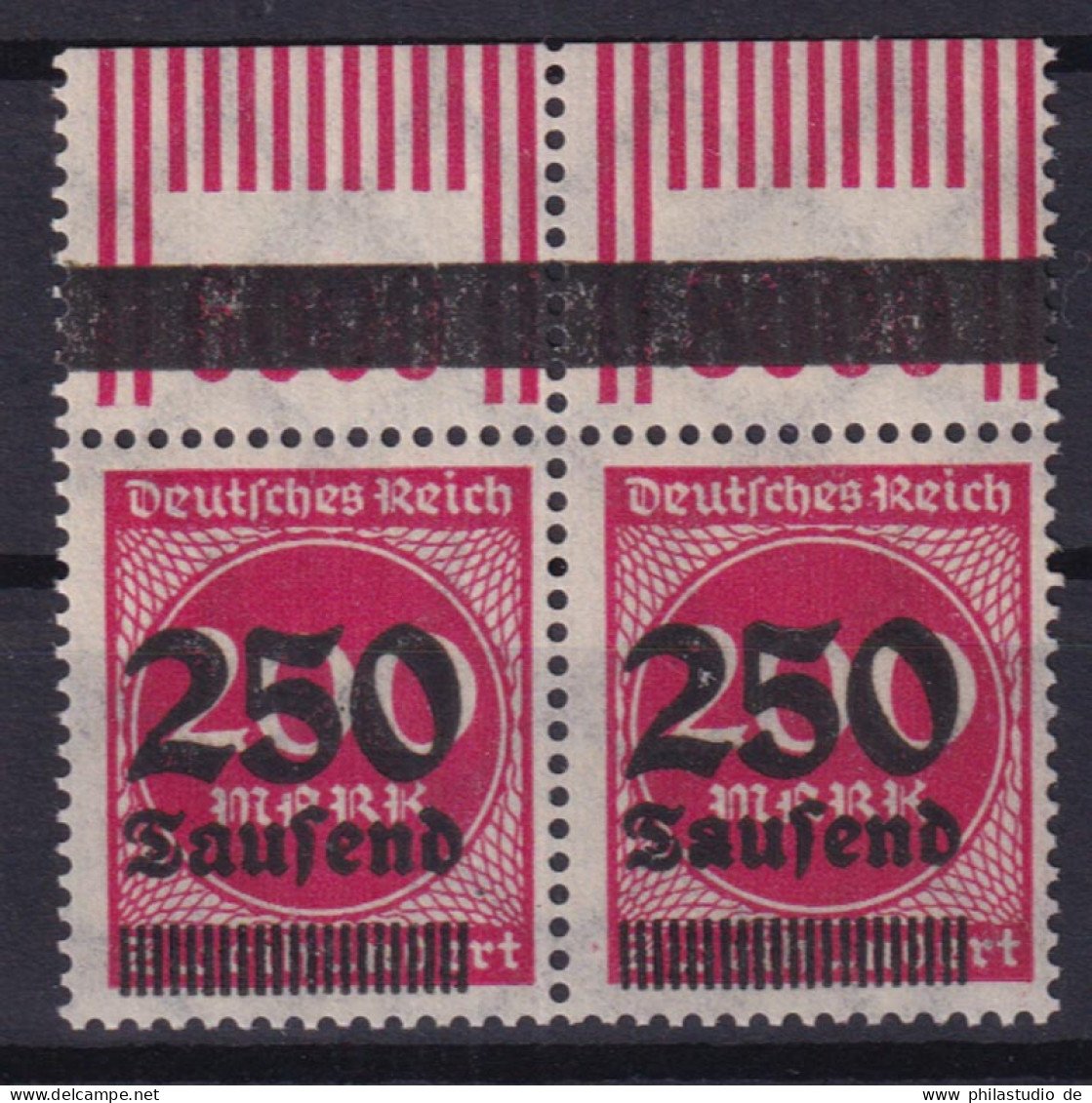 Deutsches Reich 292 C W Oberrand Waagerechtes Paar Ziffern 250 Tsd Auf 500 M - Other & Unclassified