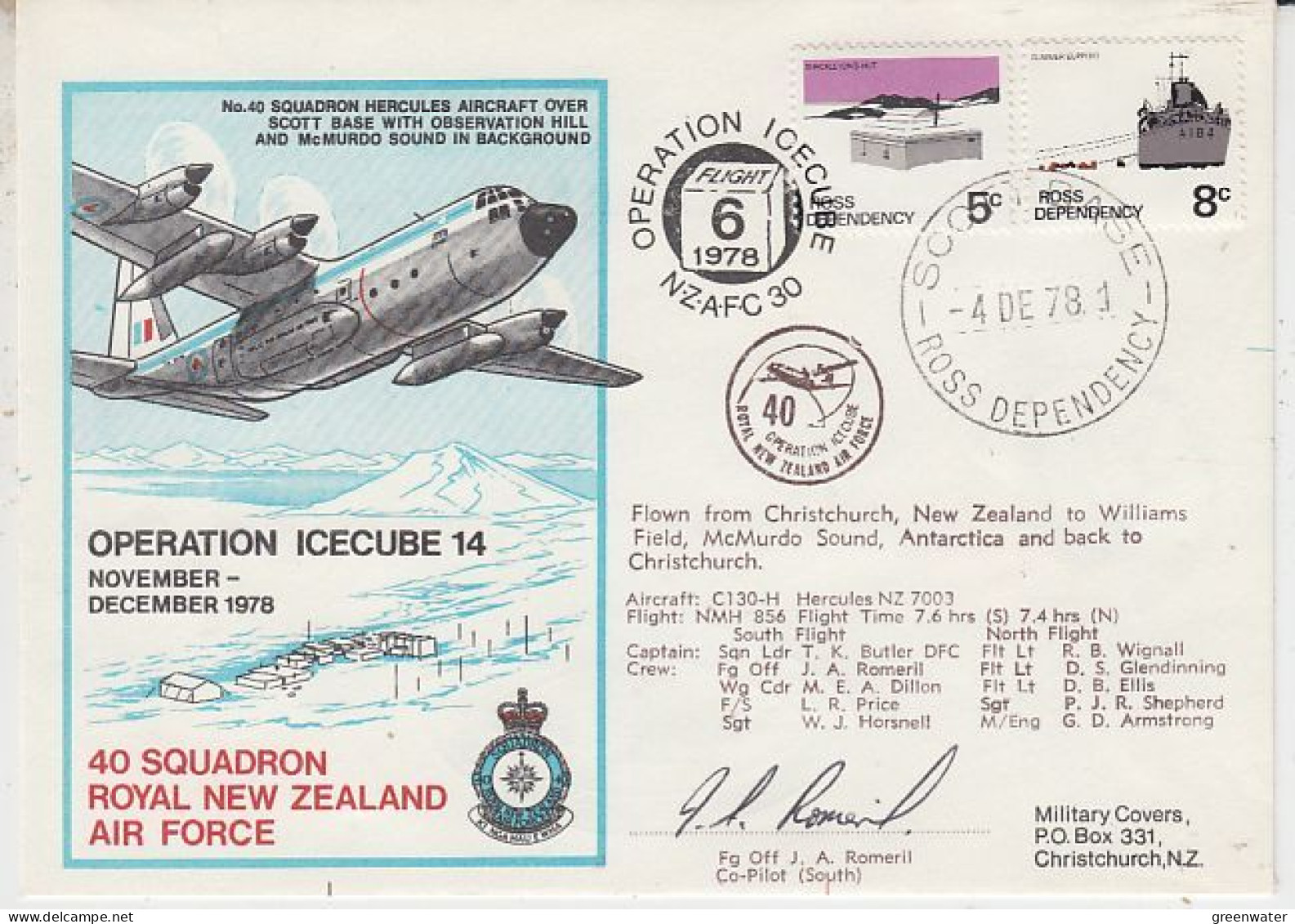 Ross Dependency 1978 Operation Icecube 14 Signature  Ca Scott Base 4 DEC 1978 (RT169) - Covers & Documents