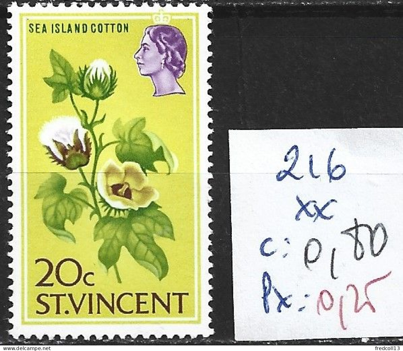 SAINT-VINCENT 216 ** Côte  0.80 € - St.Vincent (...-1979)