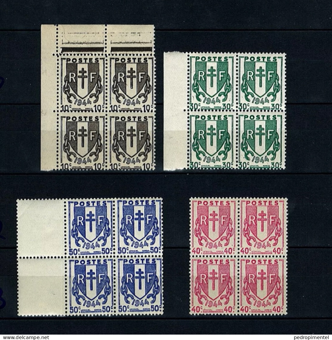 France Stamps | 1945 | City Crests | MNH #666-669 (block Of 4) - Unused Stamps