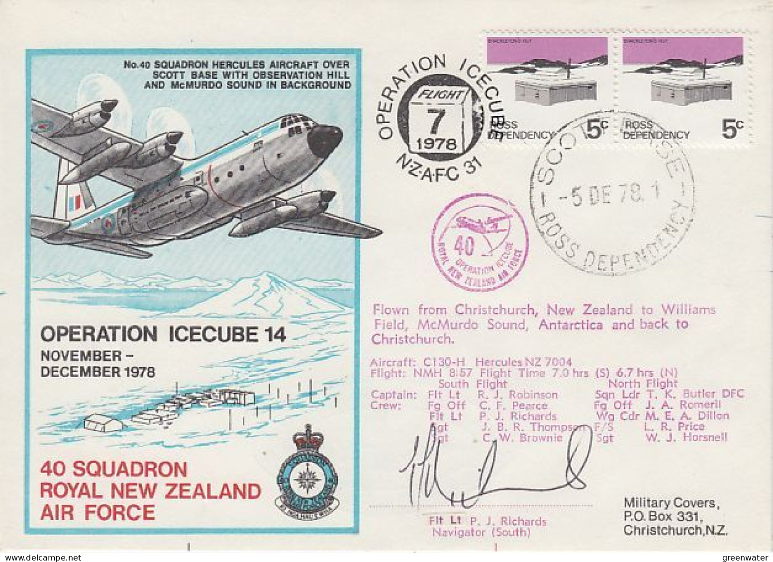 Ross Dependency 1978 Operation Icecube 14 Signature  Ca Scott Base 5 DEC 1978 (RT170) - Lettres & Documents