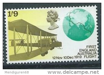 GROSSBRITANNIEGB 1969 Anniversaries: Vickers FB-27 Aircraft And Globe Showing Flight  1s.9d. SG 795 SC 588 MI 515 YT 562 - Unused Stamps