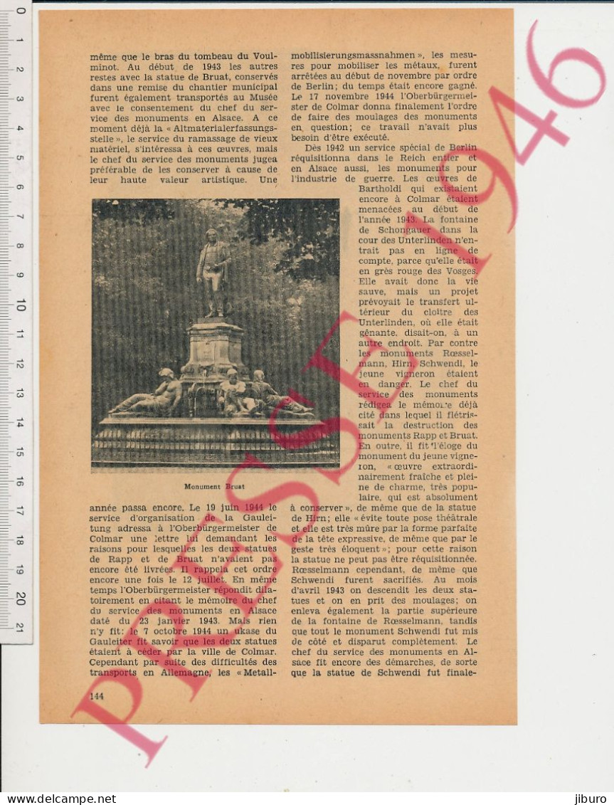 6 Vues 1946 Monuments Du Sculpteur Bartholdi à Colmar Pendant Guerre 39-45 Sculpture Monument Voulminot (Lucien Sittler) - Non Classés