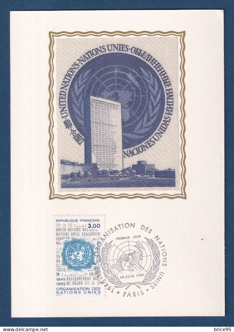 France - FDC - Premier Jour - Carte Maximum - Organisation Des Nations Unies - 1985 - 1980-1989