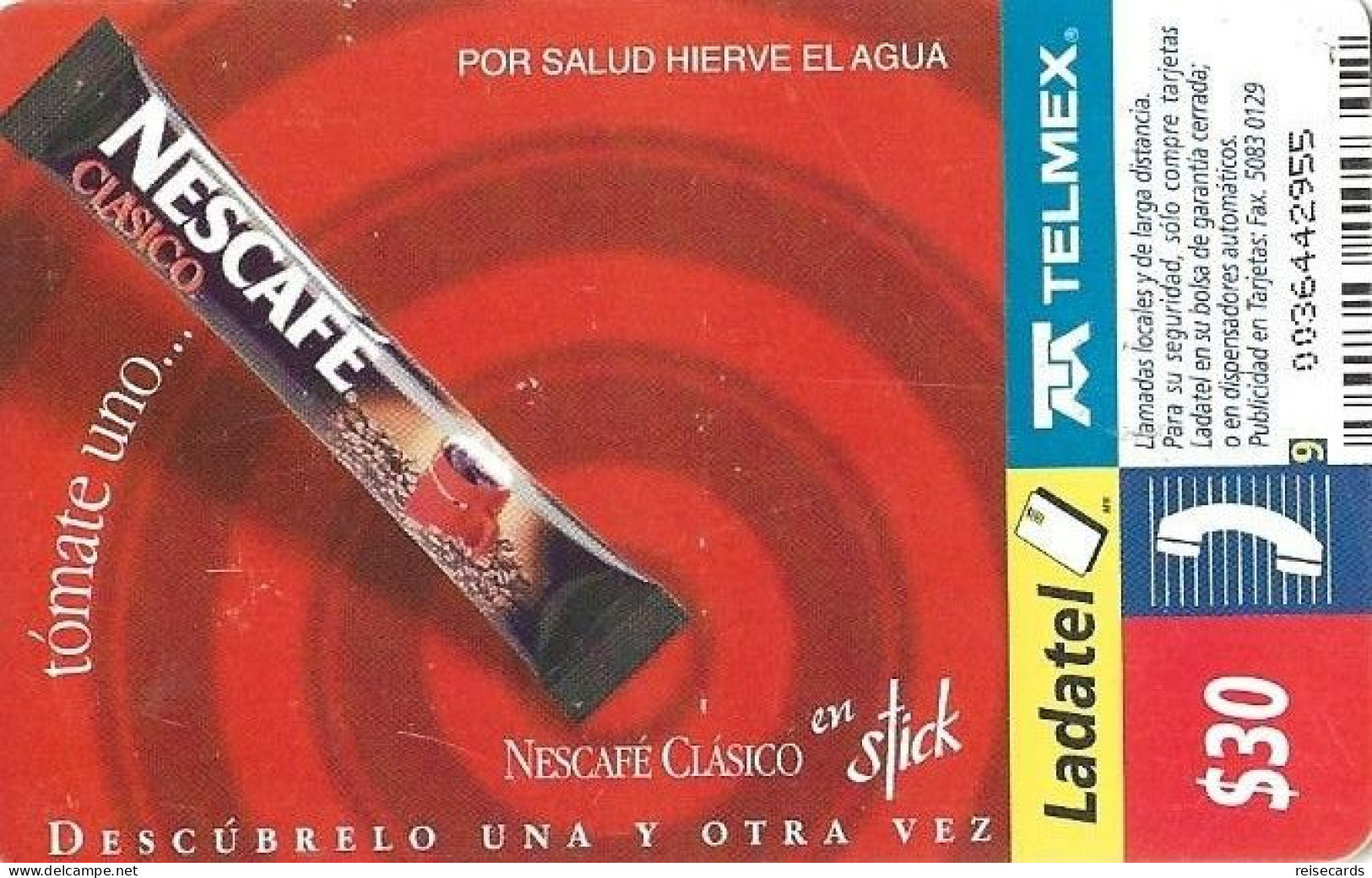Mexico: Telmex/lLadatel - 2000 Nestlé, Nescafé Stick (RS 9) - Mexico