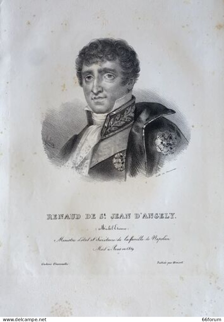 GRAVURE 19ème RENAUD DE ST JEAN D' ANGELY MINISTRE D' ETAT SECRETAIRE FAMILLE DE NAPOLEON - Other & Unclassified